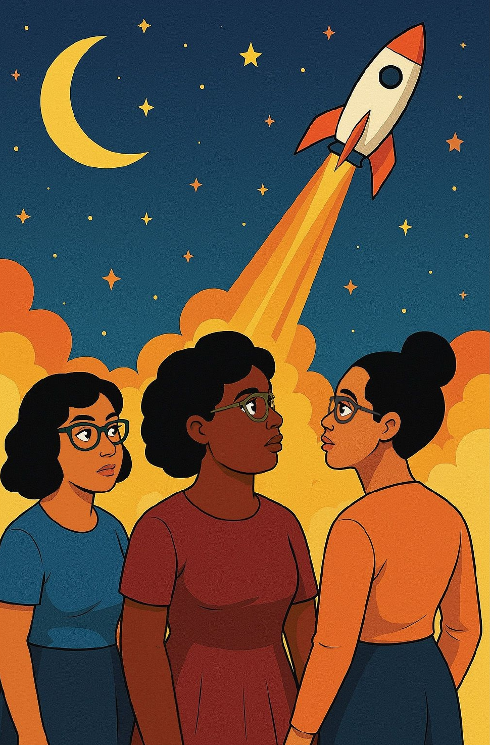 Couverture du livre jeunesse "Les étoiles cachées de la NASA" – Katherine Johnson, Mary Jackson et Dorothy Vaughan