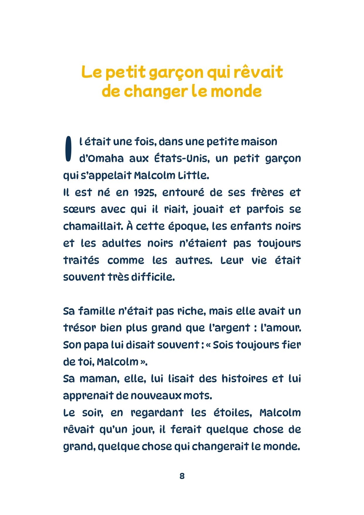 Couverture du livre pour enfants "Malcolm X – L'homme qui n'a jamais eu peur de dire la vérité"